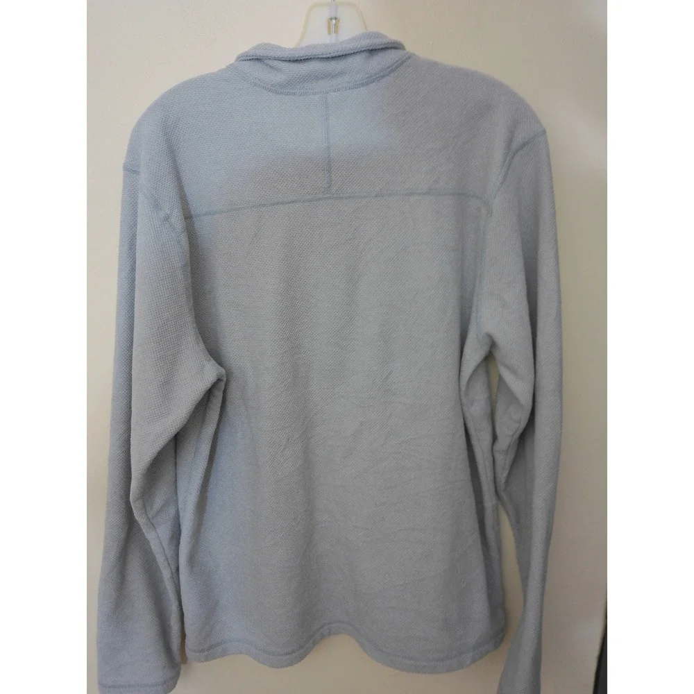 The North Face Quarter Zip Pullover Mens L Blue Grey Waffle Knit Fleece Active
